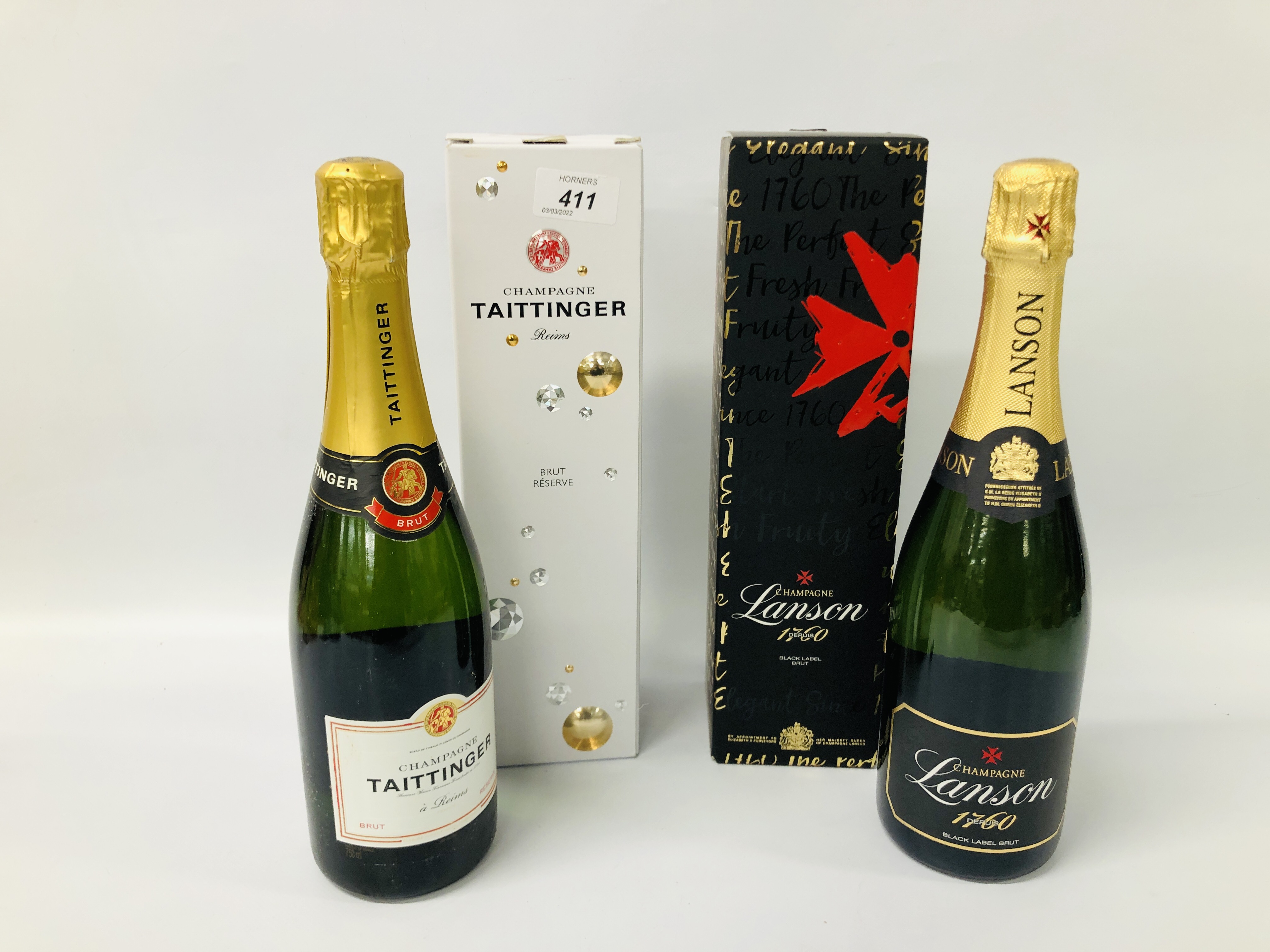 2 X BOTTLES OF CHAMPAGNE - LANSON BLACK LABEL AND TAITTINGER BRUT RESERVE