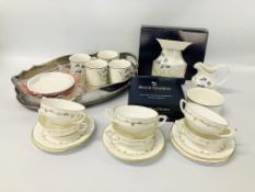 ROYAL WORCESTER "GOLD CHANTILLY" DESIGN 6 X SOUP CUPS AND SAUCERS ALONG WITH A 15 PIECE ROYAL