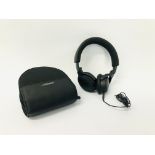 A PAIR OF BOSE BLUETOOTH HEADPHONES WITH CARRY CASE - NO GUARANTEE OF CONNECTIVITY. SOLD AS SEEN.