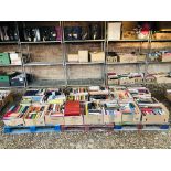 20 X BOXES OF ASSORTED BOOKS TO INCLUDE REFERENCE, PELLICAN, PUNCH, PENGUIN, ETC.