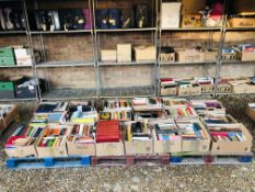 20 X BOXES OF ASSORTED BOOKS TO INCLUDE REFERENCE, PELLICAN, PUNCH, PENGUIN, ETC.
