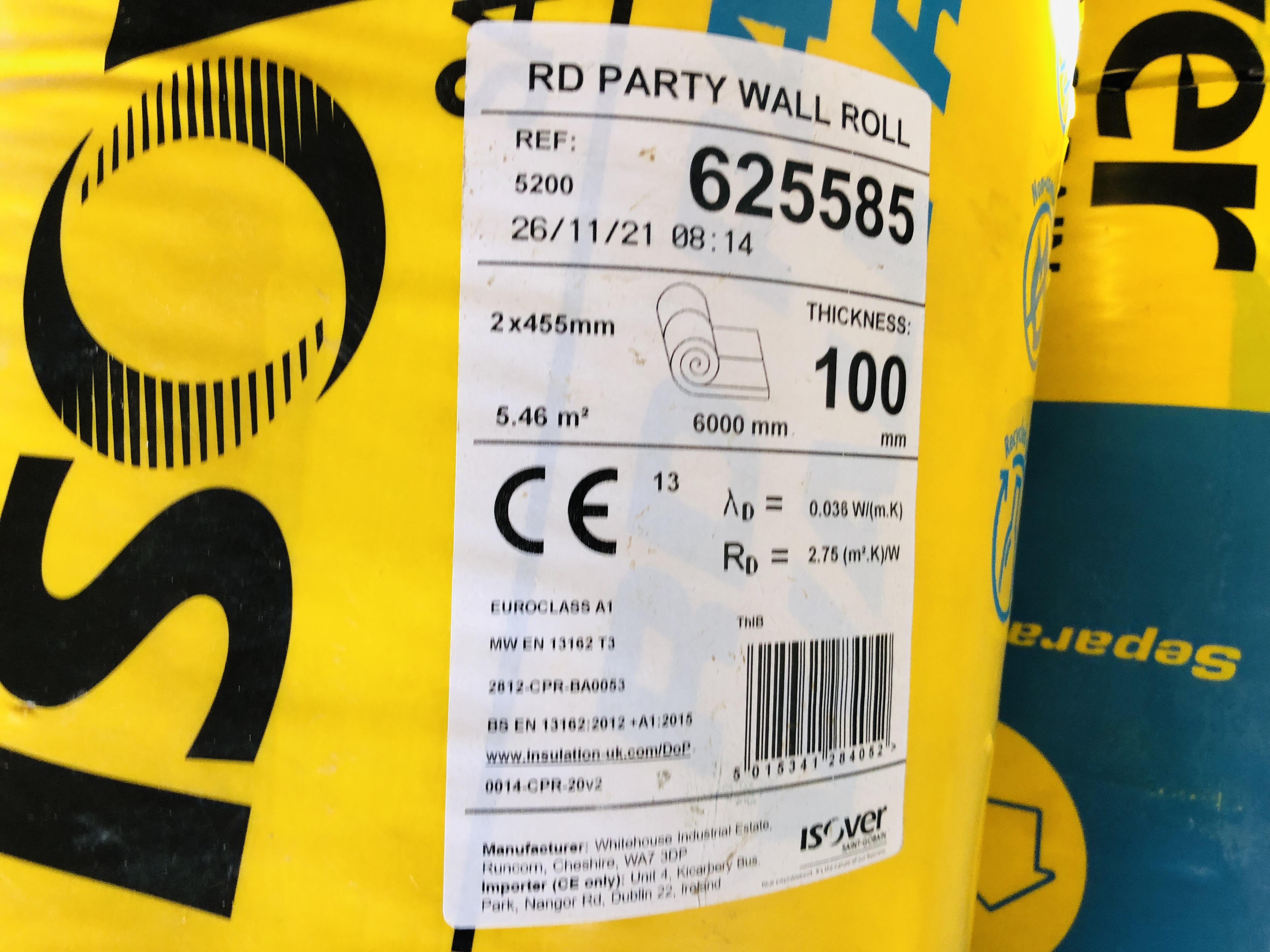 4 X ROLLS ISOVER 100MM PARTY WALL INSULATION - Image 2 of 2