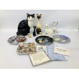 A GROUP OF CERAMIC MODELS OF CATS, VARIOUS ,