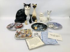 A GROUP OF CERAMIC MODELS OF CATS, VARIOUS ,