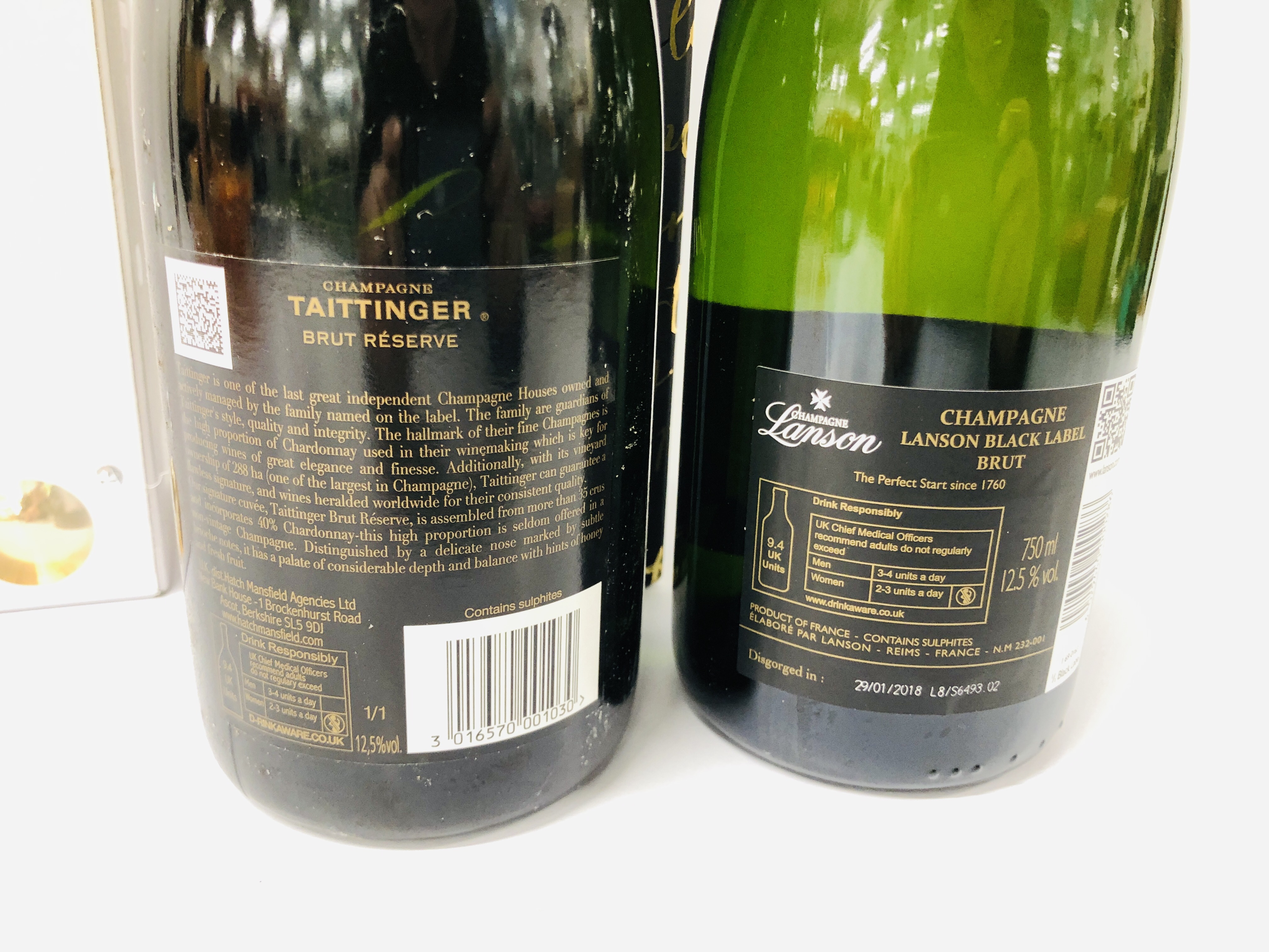 2 X BOTTLES OF CHAMPAGNE - LANSON BLACK LABEL AND TAITTINGER BRUT RESERVE - Image 3 of 3