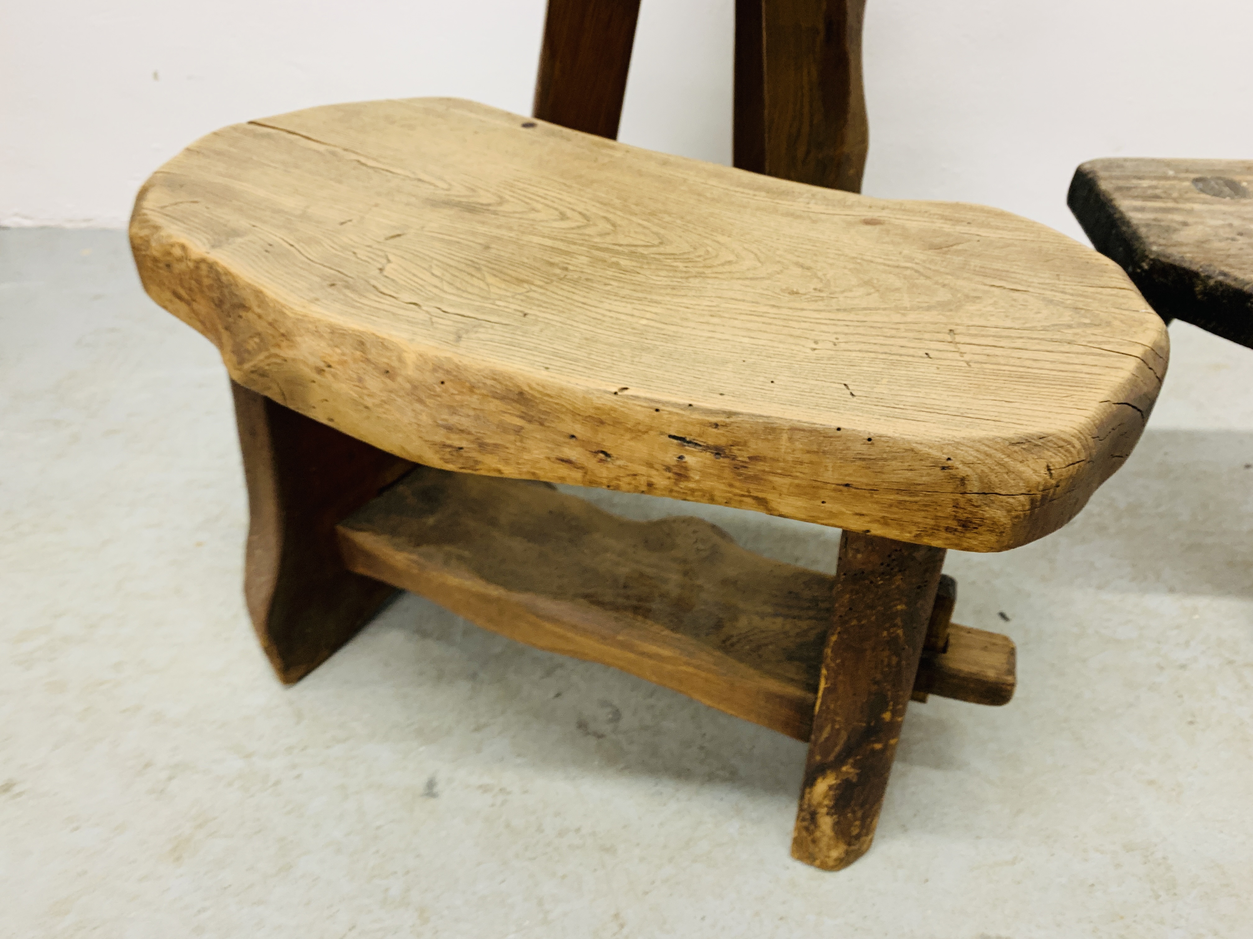 THREE VARIOUS CRAFTS STYLE STOOLS/OCCASIONAL TABLES - Image 2 of 9