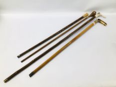 4 X VINTAGE WALKING STICKS TO INCLUDE HORN AND ANTLER EXAMPLES,