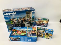 BOXED PLAYMOBIL KNIGHTS CASTLE, PIRATE BOAT, KNIGHTS, PLAYMOBIL DOG KENNEL ETC.