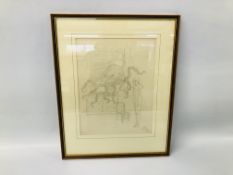 AN ORIGINAL PENCIL DRAWING / SKETCH BY STARR WOOD (UNSIGNED) "THE GREAT DAY ARRIVES" W 32CM X H