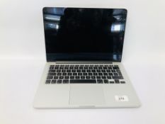 APPLE MAC BOOK PRO LAPTOP COMPUTER MODEL A1502 (NO CHARGER) S/N CO2N23W2G3QK - NO GUARANTEE OF