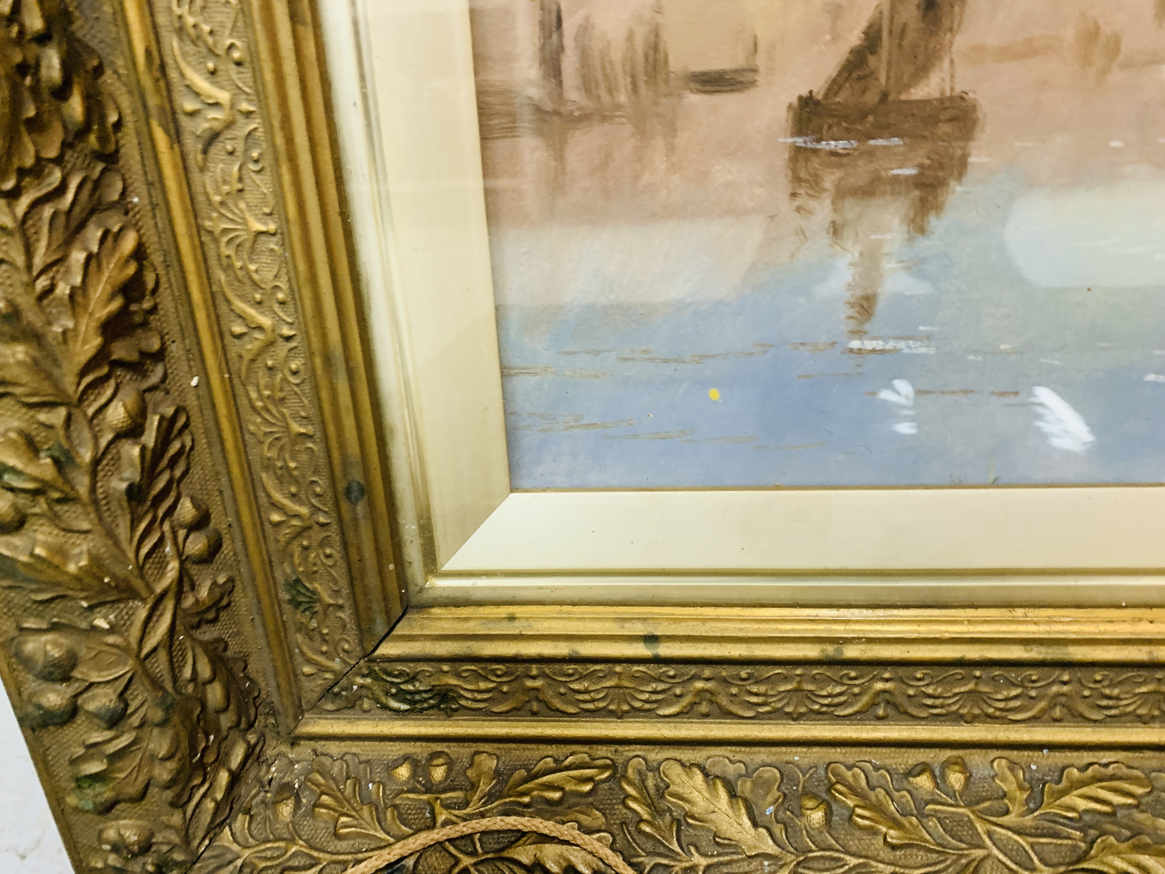 A PAIR OF GILT FRAMED OIL ON BOARD DEPICTING SAILING BOATS 59CM X 29CM. - Image 4 of 13