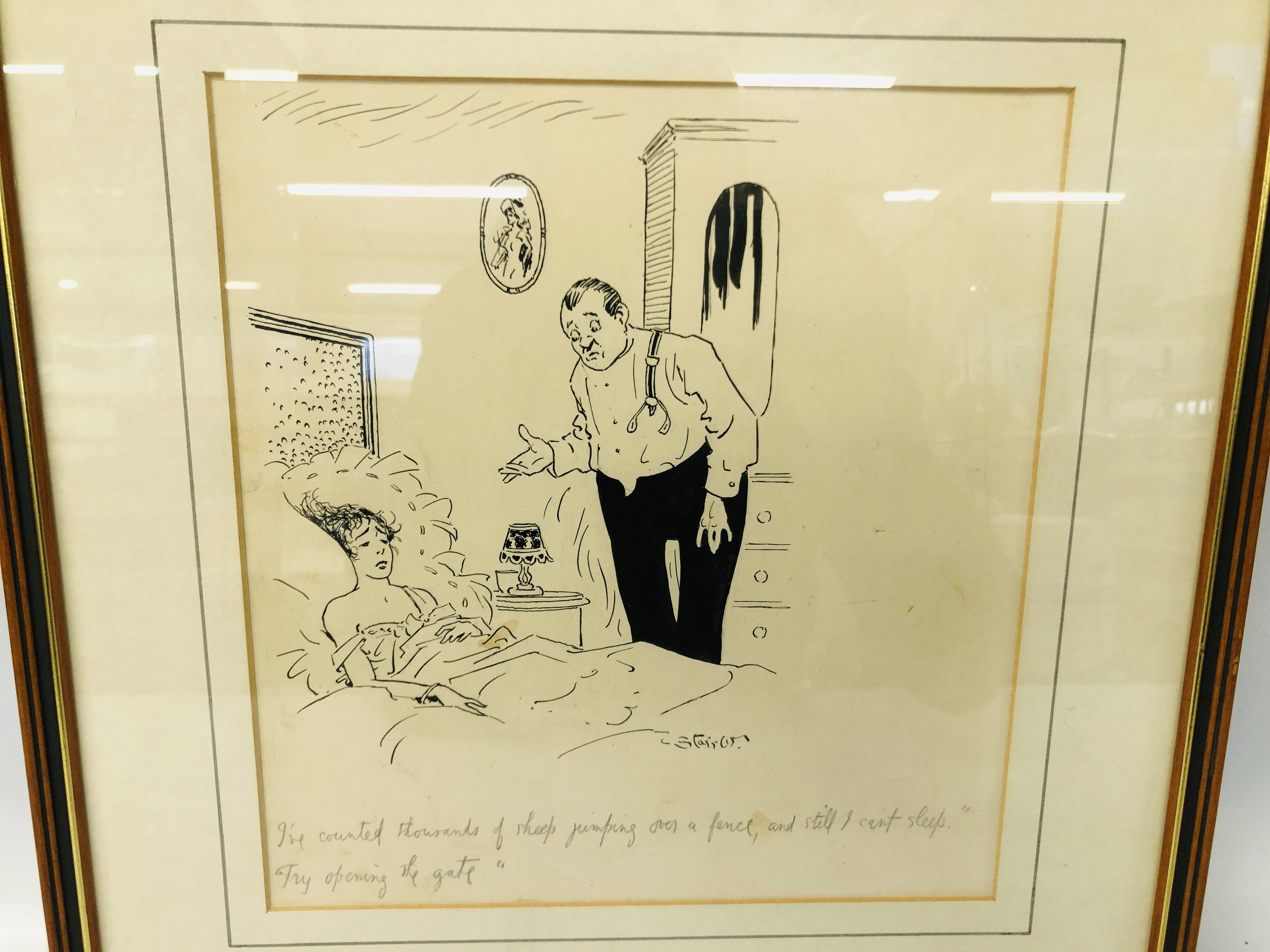 A VINTAGE ORIGINAL PEN AND INK CARTOON SKETCH, - Image 2 of 5