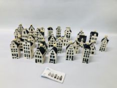 A COLLECTION OF 28 KLM BOLS MINATURE DELFT SPIRIT HOUSES NUMBERS 50, 51, 53, 54, 56, 57, 58, 61, 62,