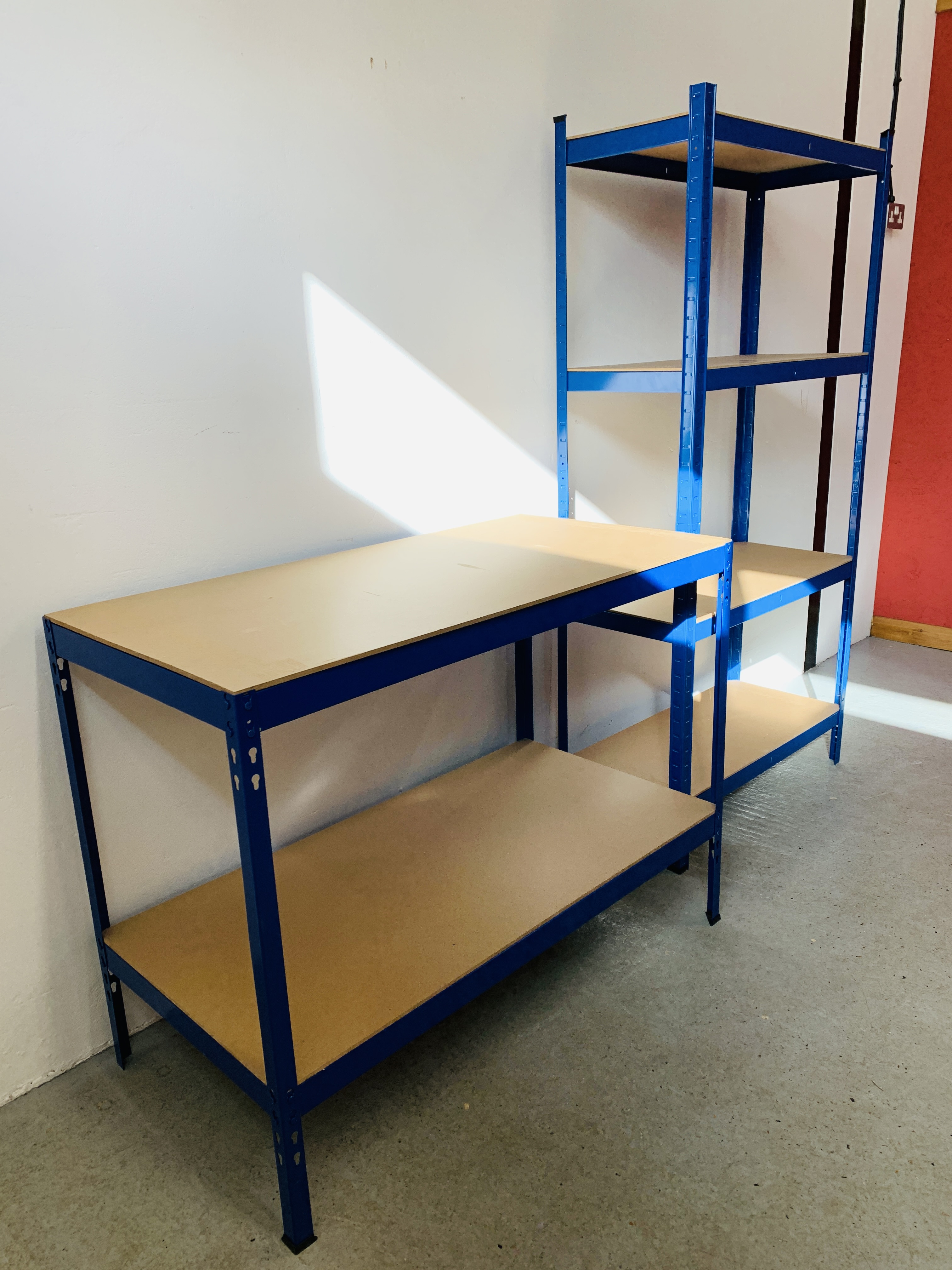 STEEL FRAMED FOUR TIER WORKSHOP SHELVING WIDTH 90CM. DEPTH 40CM. HEIGHT 183CM. - Image 7 of 7