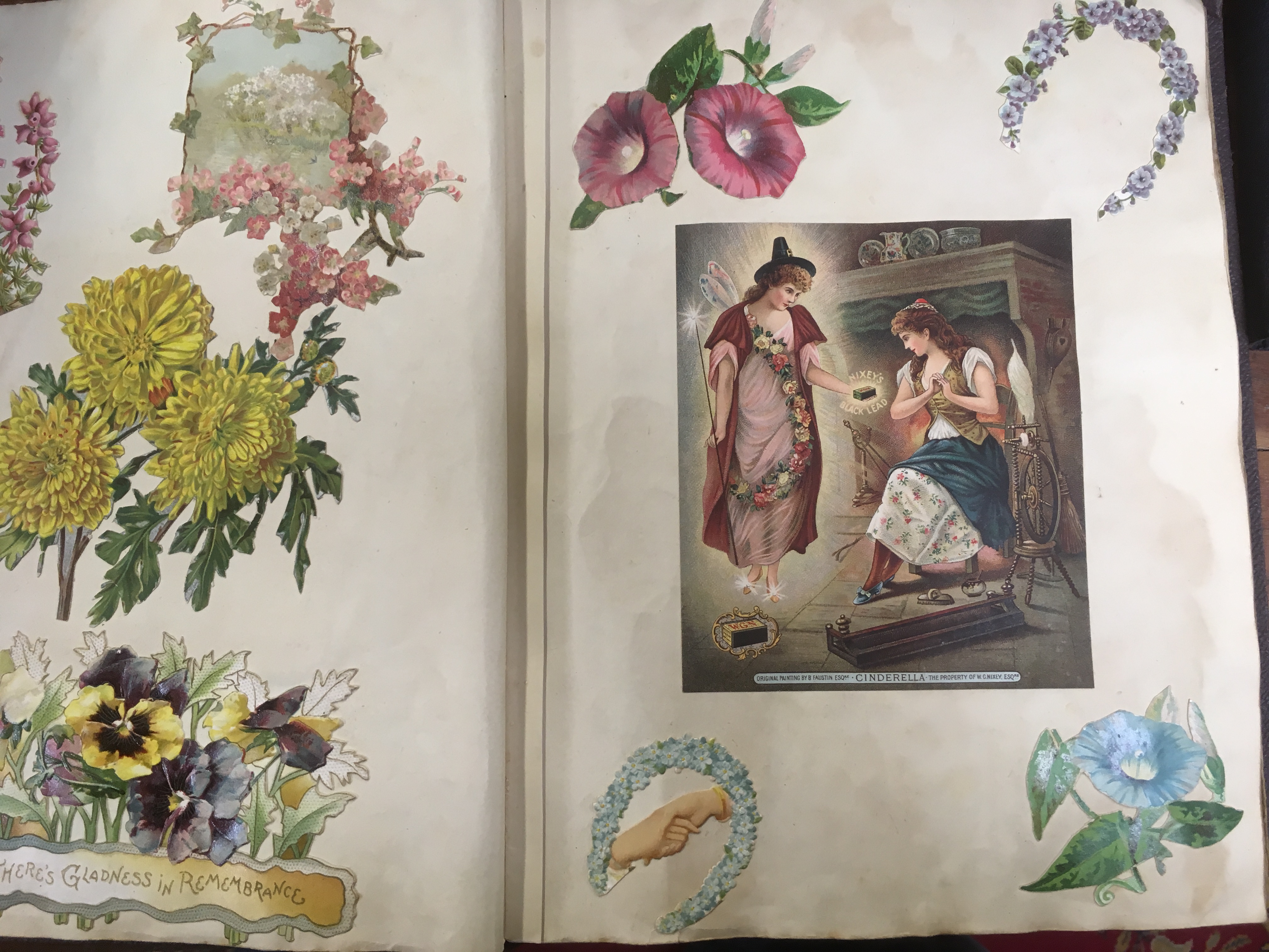 VICTORIAN / EDWARDIAN ERA SCRAP ALBUM WITH TYPICAL CONTENTS, - Image 6 of 9