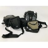 5 X VARIOUS PADDED CAMERA BAGS TO INCLUDE SANDSTORM, TAMRAC, SELECLINE, ETC.