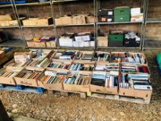 20 BOXES OF ASSORTED BOOKS TO INCLUDE NOVELS, PENGUIN, BYGONE, HISTORY ETC.