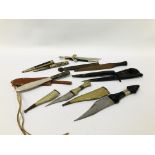 SEVEN VARIOUS KNIVES TO INCLUDE DECORATIVE EASTERN, SAS ETC - COLLECTION ONLY. NO POSTAGE.