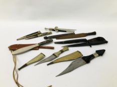 SEVEN VARIOUS KNIVES TO INCLUDE DECORATIVE EASTERN, SAS ETC - COLLECTION ONLY. NO POSTAGE.