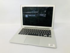 APPLE MAC BOOK AIR LAPTOP COMPUTER MODEL A1466 NO CHARGER S/N FVHX6YXWJ1WK - NO GUARANTEE OF