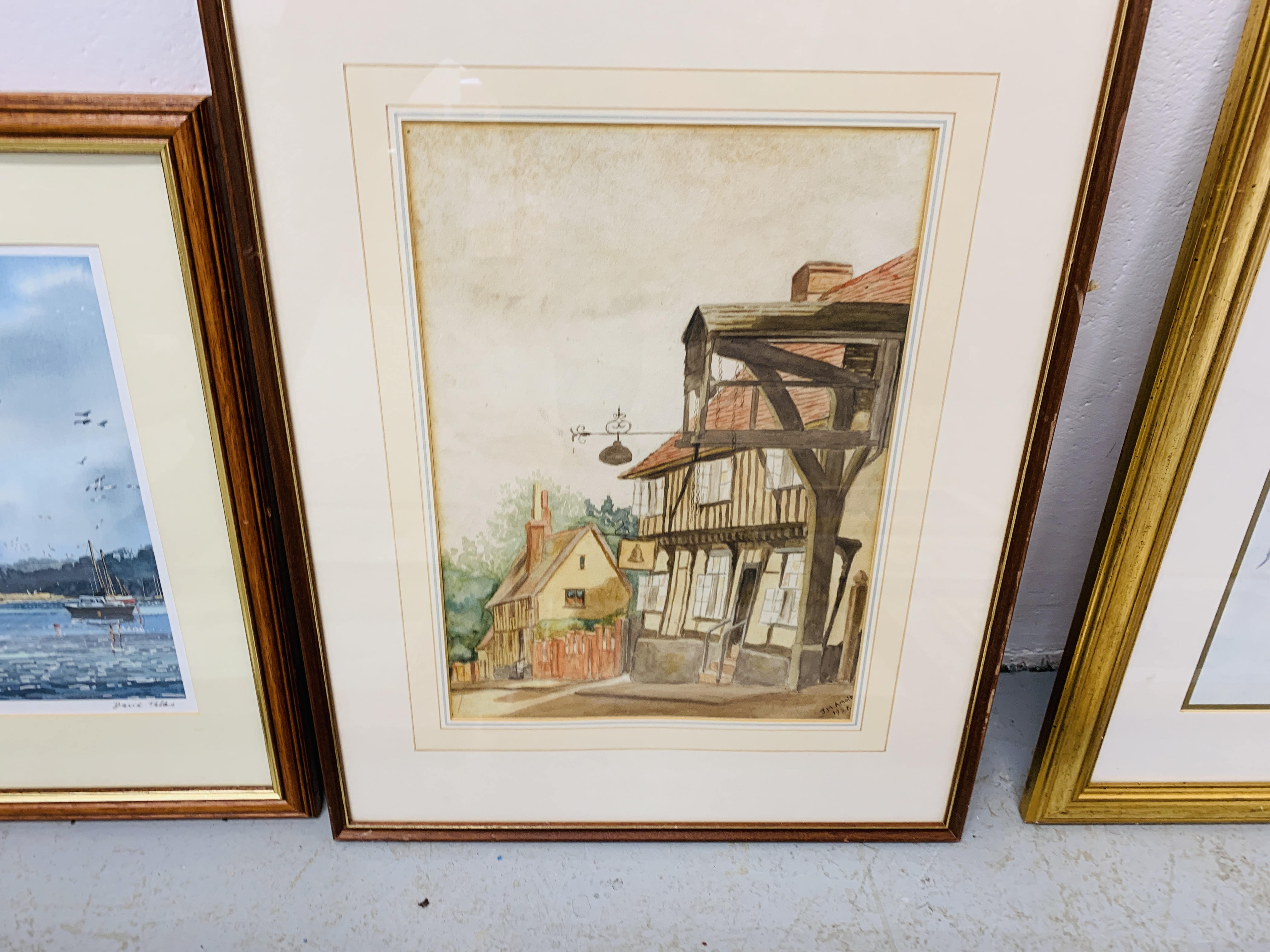 TEN VARIOUS FRAMED OIL, WATER COLOURS AND PRINTS. - Image 8 of 11