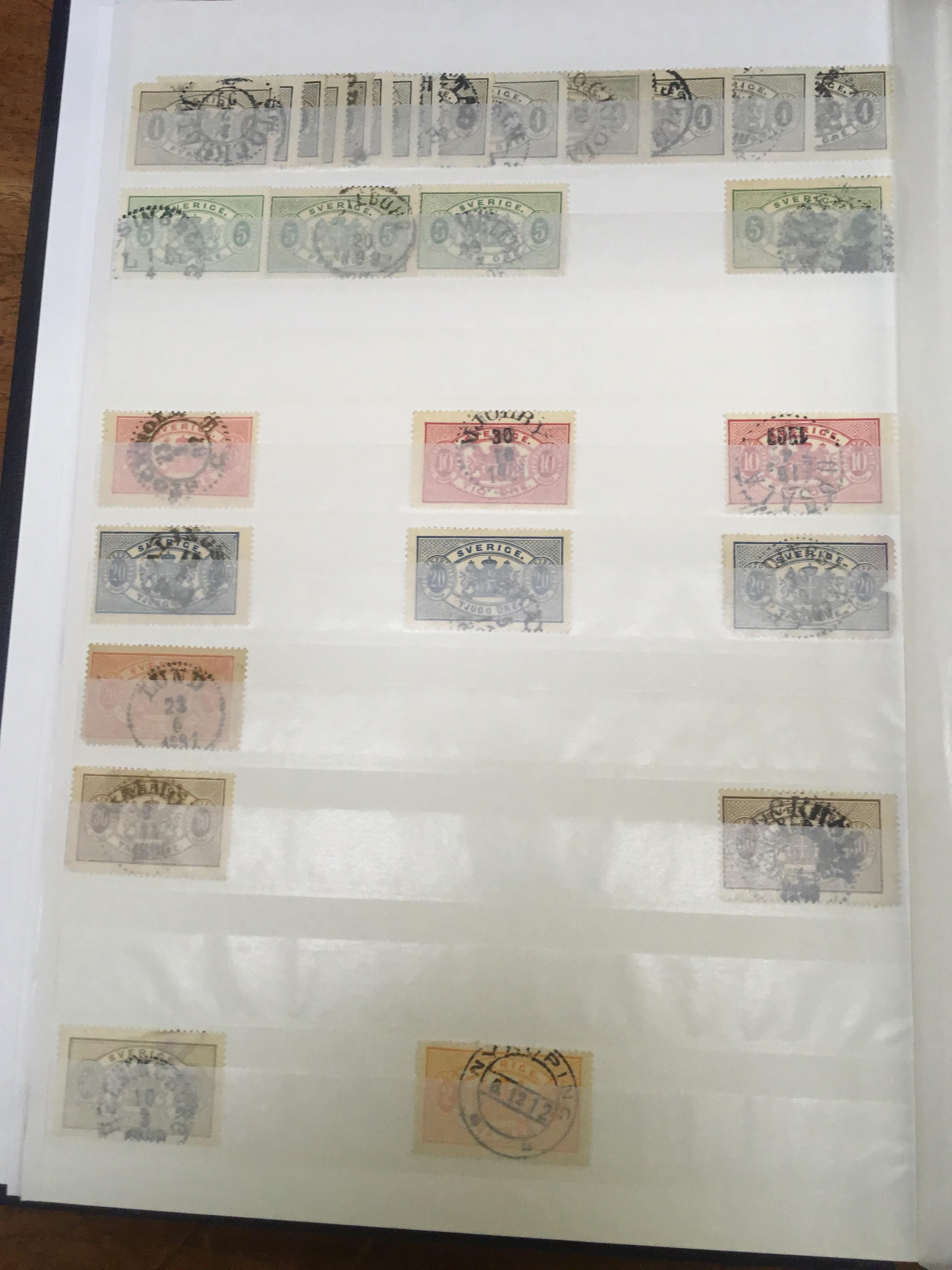 BOX WITH DUPLICATED USED SWEDEN AND FINLAND STAMPS IN EIGHT GOOD AND TWO OTHER STOCKBOOKS. - Image 2 of 3