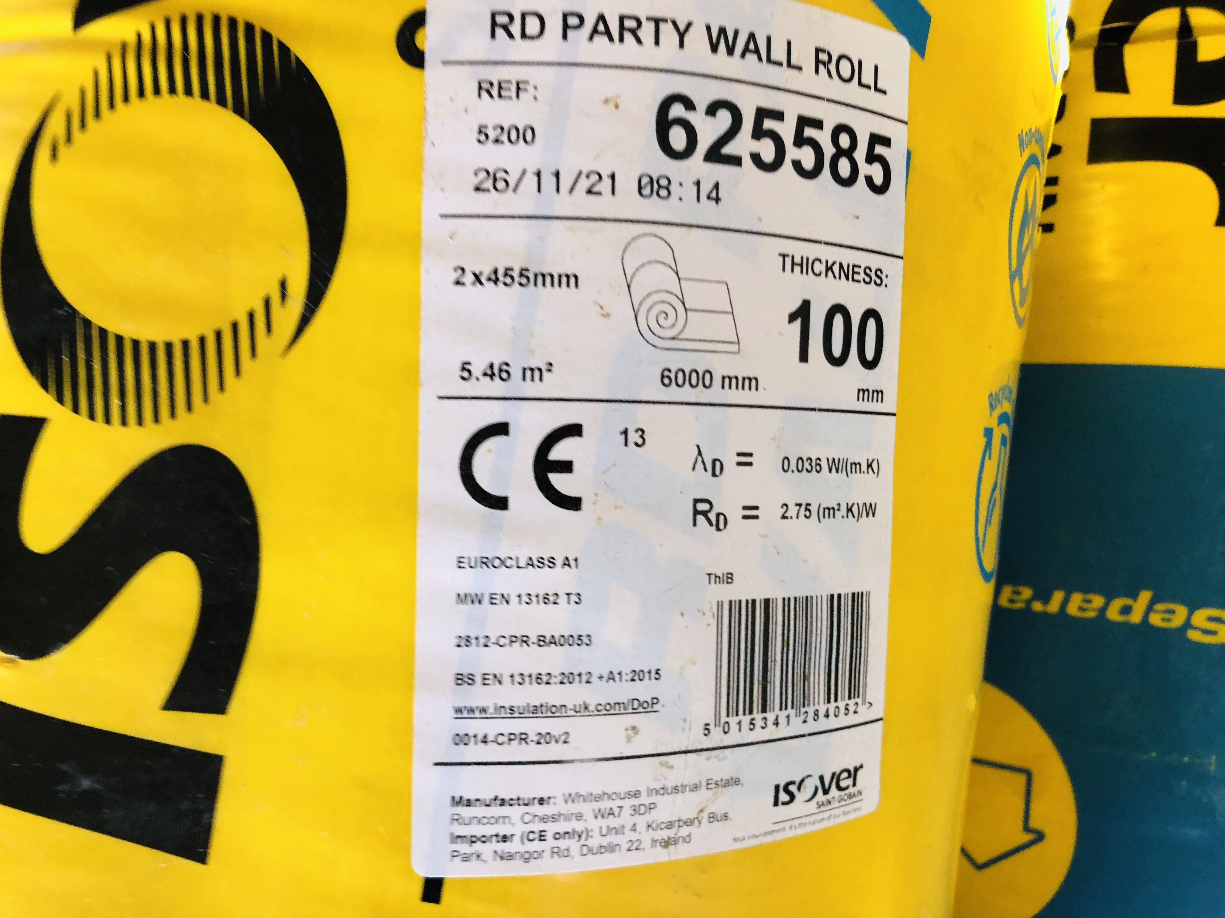 4 X ROLLS ISOVER 100MM PARTY WALL INSULATION - Image 2 of 2