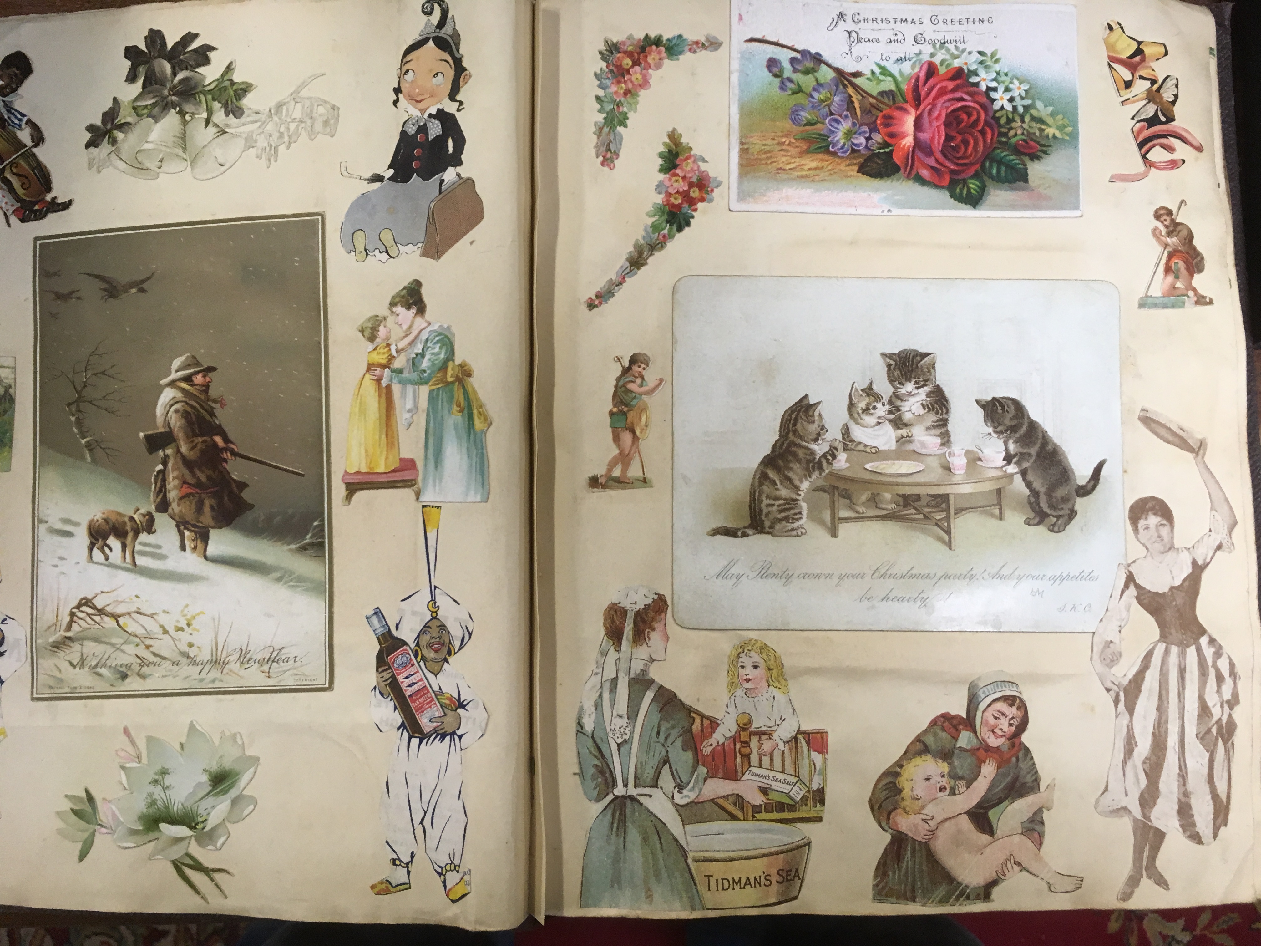 VICTORIAN / EDWARDIAN ERA SCRAP ALBUM WITH TYPICAL CONTENTS, - Image 5 of 9