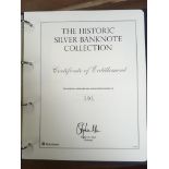 WESTMINSTER "THE HISTORIC SILVER BANKNOTE COLLECTION" IN ALBUM (13 ITEMS).