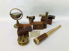 REPRODUCTION BRASS SUNDIAL/COMPASS IN HARDWOOD BOX,