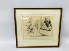 A VINTAGE ORIGINAL PEN AND INK CARTOON SKETCH,