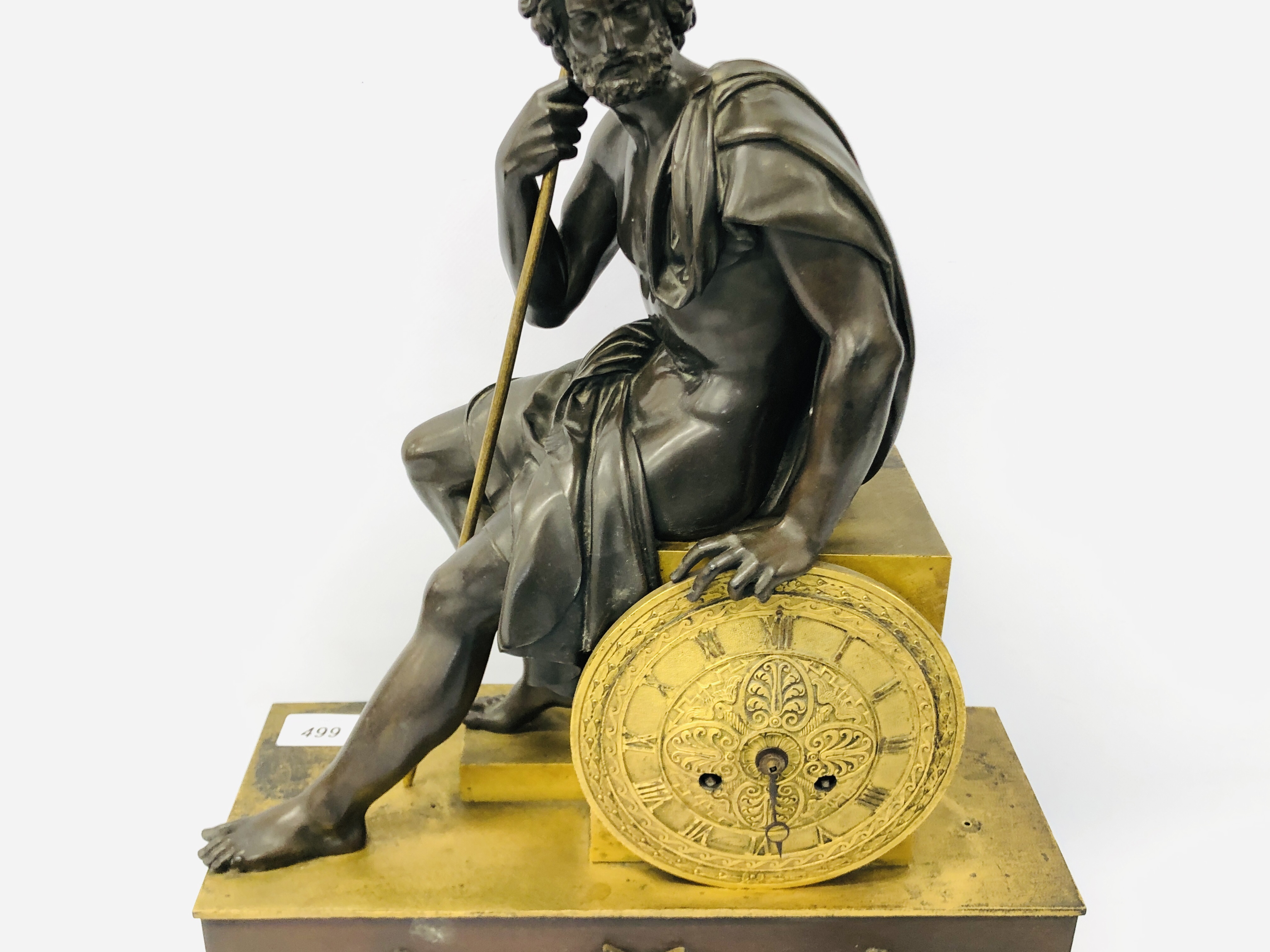 AN IMPRESSIVE C19TH FRENCH BRONZE AND GILT PENDULUM MANTEL CLOCK MOVEMENT MARKED "HEMON" SIGNED ON - Image 3 of 16