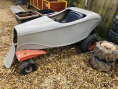 A CONVERTED GARDEN TRACTOR WITH HOTROD STYLE COVER (REQUIRES COMPLETION/ATTENTION) FITTED WITH