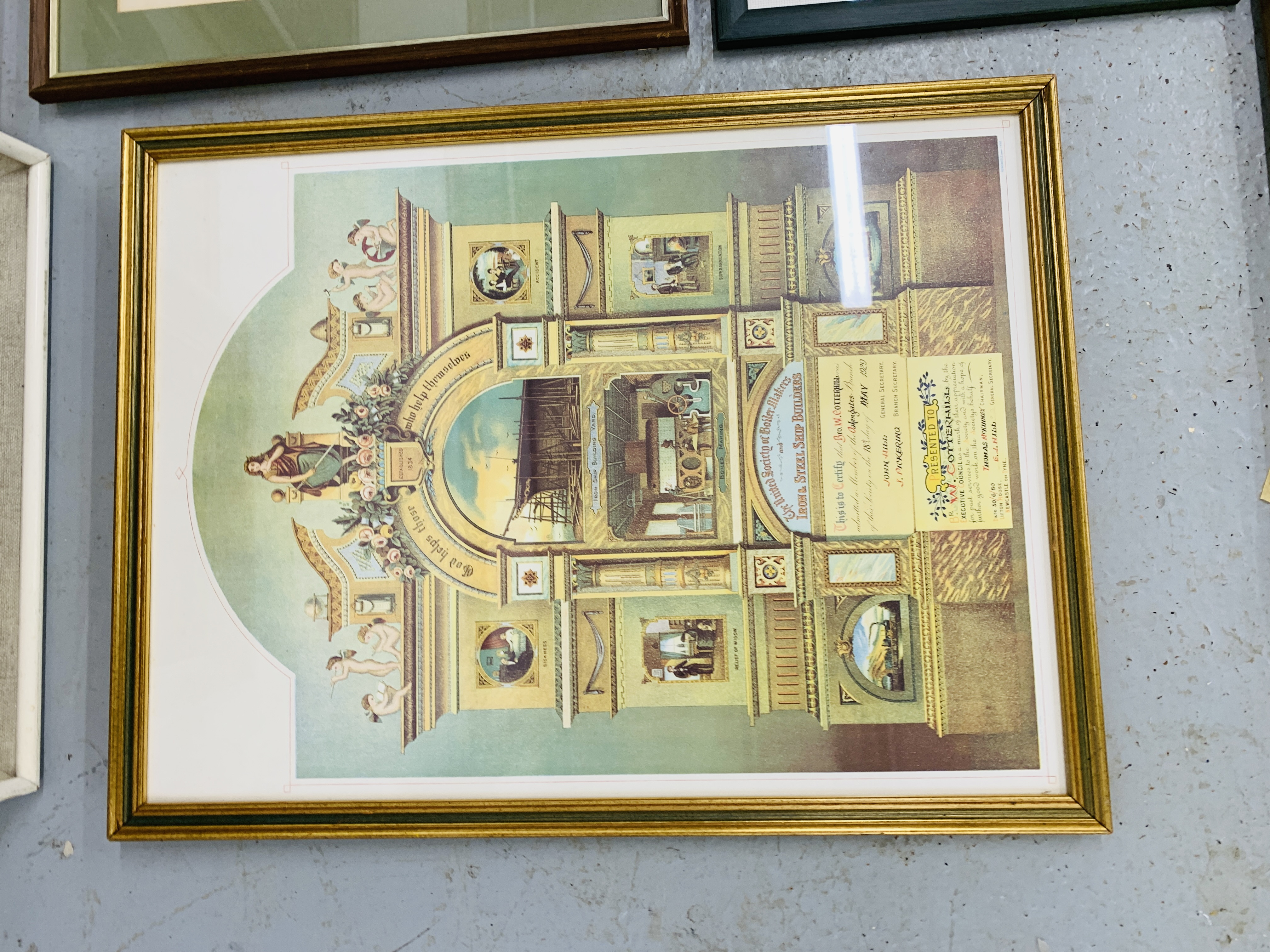 COLLECTION OF FRAMED PICTURES AND PRINTS, MAP AND VARIOUS FRAMED NEEDLE WORK PICTURES, ETC. - Image 10 of 10