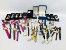 COLLECTION OF ASSORTED WRIST WATCHES TO INCLUDE DESIGNER BRANDS, SOME IN GIFT BOXES,