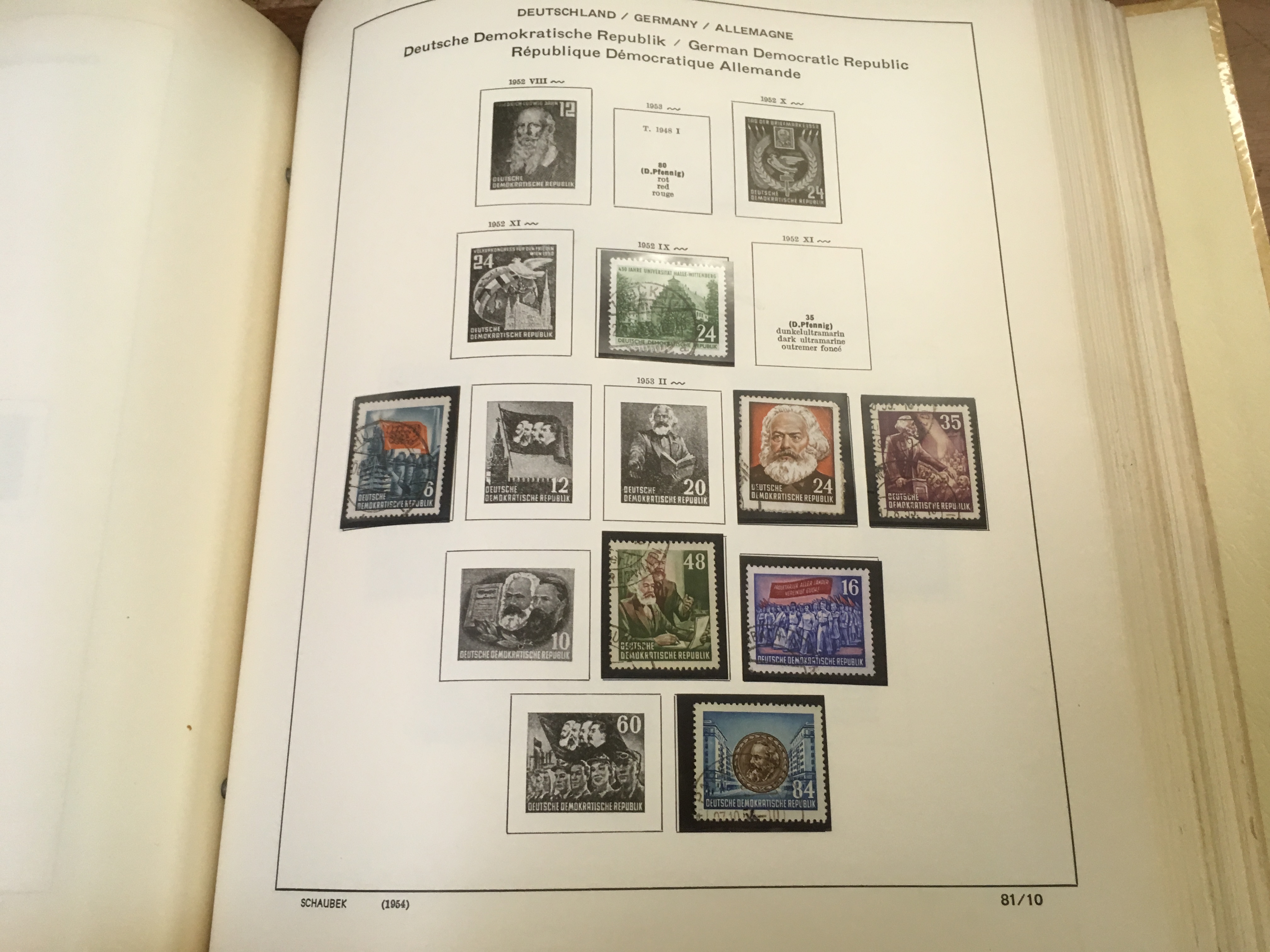 LARGE BOX EUROPEAN STAMP COLLECTIONS IN NINE VOLUMES, PRINTED ALBUMS OF GERMANY, CZECH, ALSO FRANCE, - Image 2 of 9