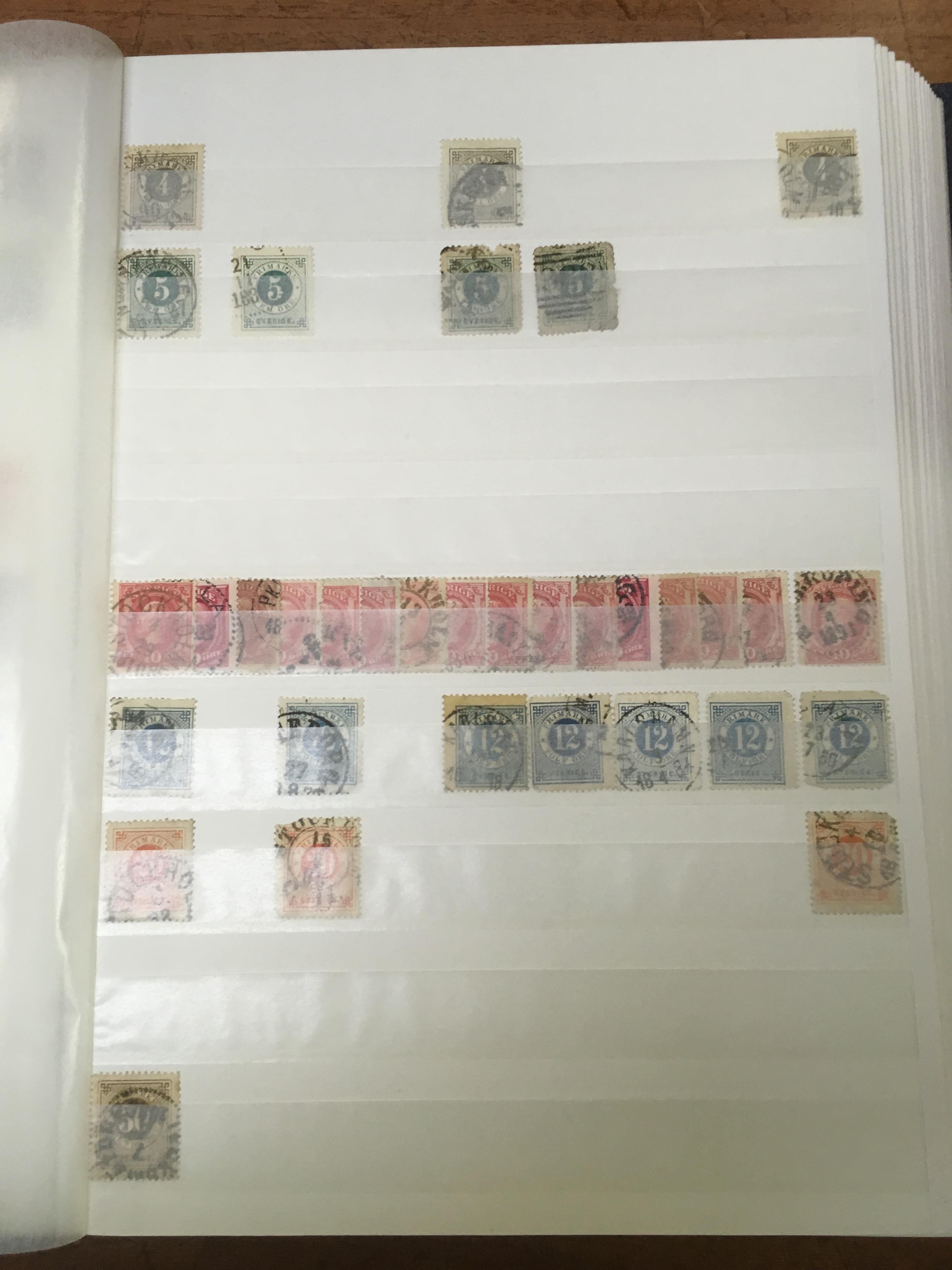 BOX WITH DUPLICATED USED SWEDEN AND FINLAND STAMPS IN EIGHT GOOD AND TWO OTHER STOCKBOOKS. - Image 3 of 3