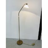 AN ANTIQUE BRASS EFFECT FINISH FLOOR STANDING ANGLE POISE LAMP (DIMABLE) - SOLD AS SEEN.