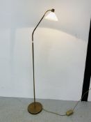 AN ANTIQUE BRASS EFFECT FINISH FLOOR STANDING ANGLE POISE LAMP (DIMABLE) - SOLD AS SEEN.