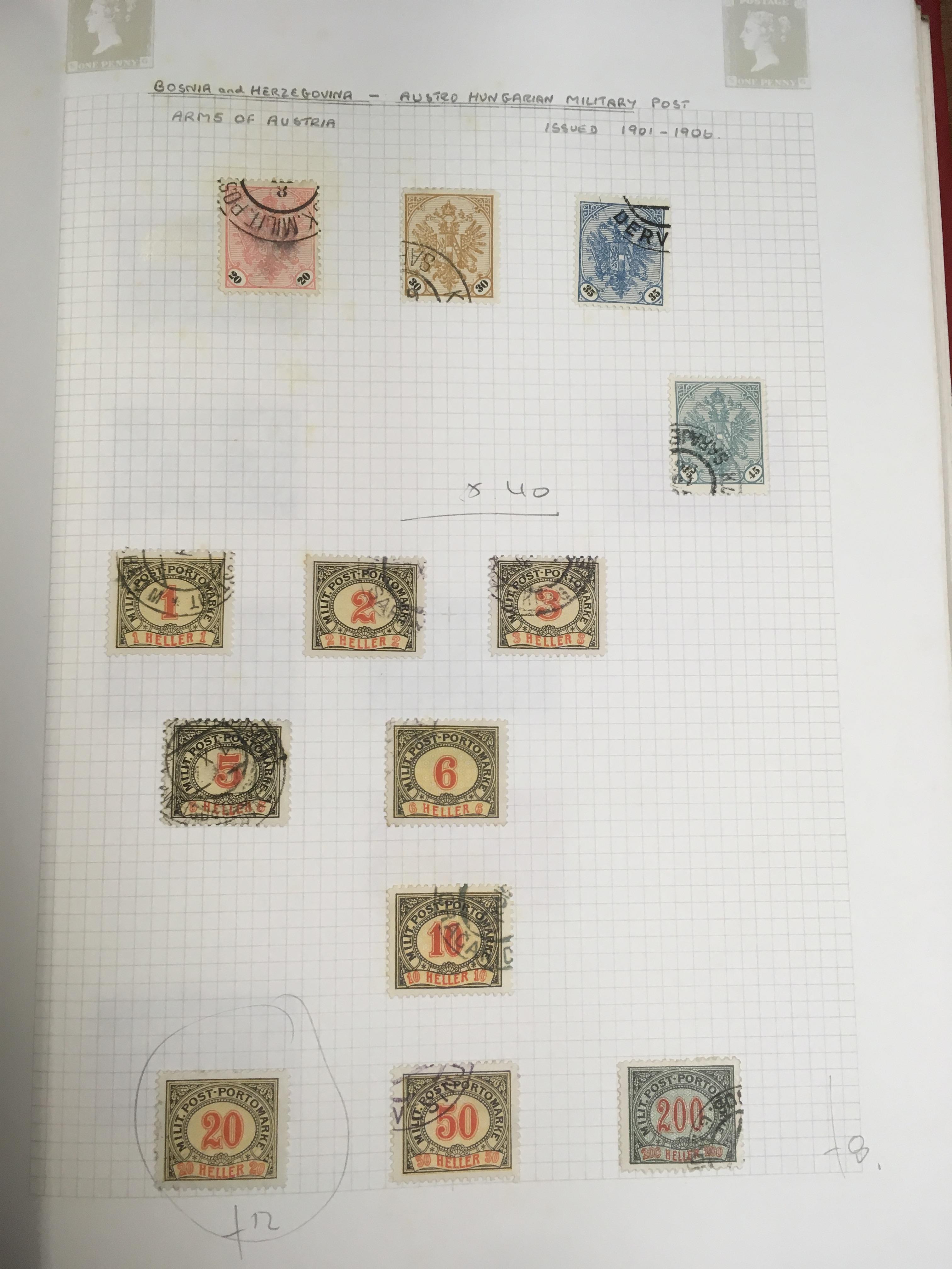BOX OF STAMPS IN ALBUMS AND ON LEAVES, MUCH EUROPEAN WITH AUSTRIA, - Image 6 of 6