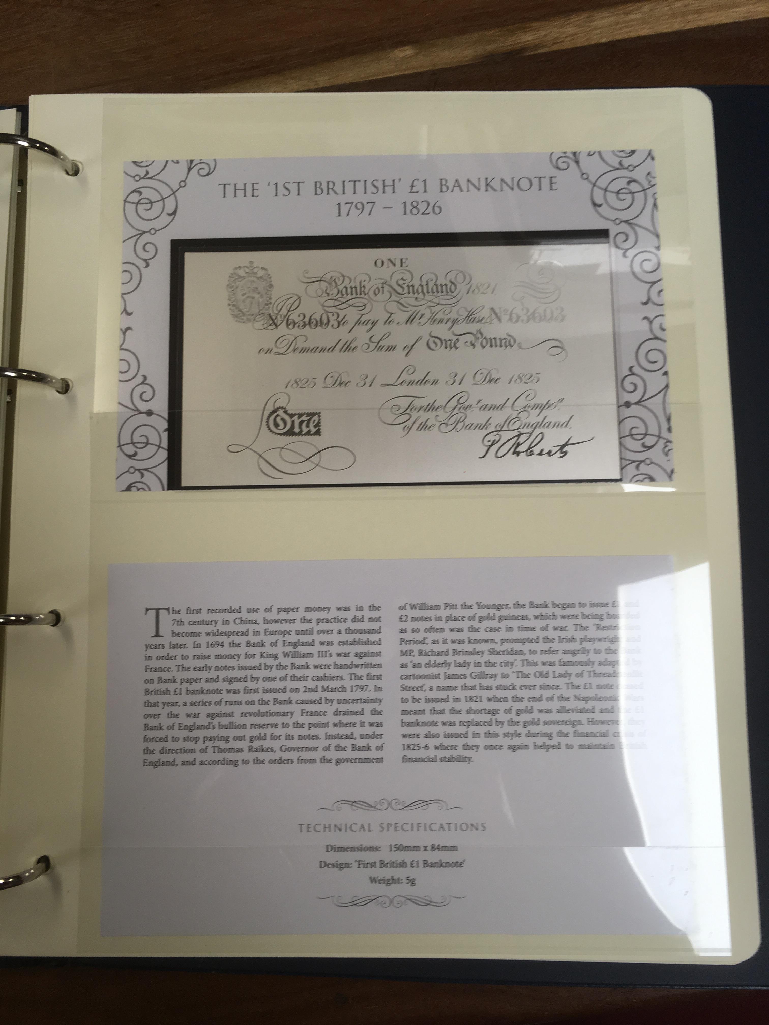 WESTMINSTER "THE HISTORIC SILVER BANKNOTE COLLECTION" IN ALBUM (13 ITEMS). - Image 2 of 4