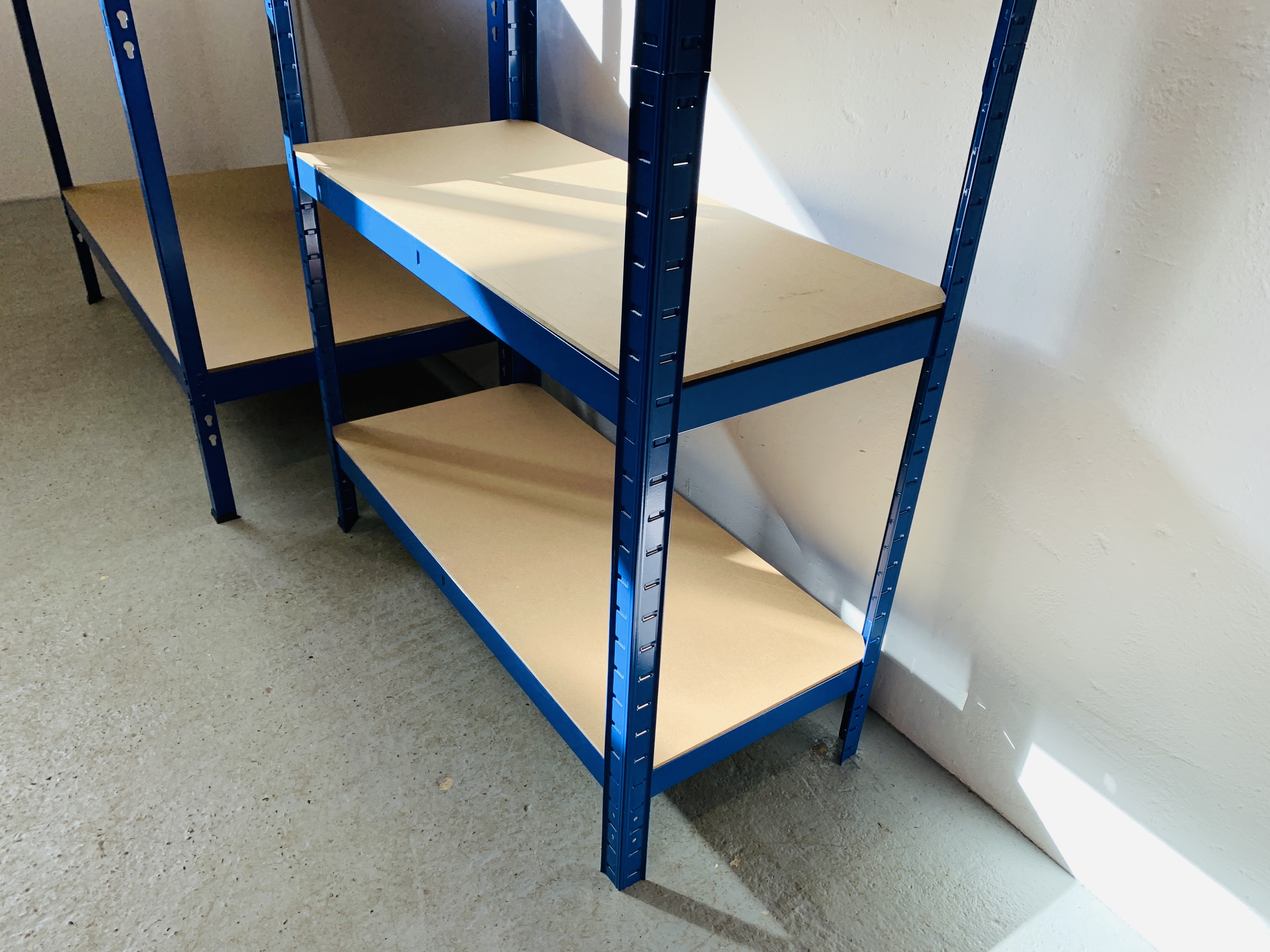 STEEL FRAMED FOUR TIER WORKSHOP SHELVING WIDTH 90CM. DEPTH 40CM. HEIGHT 183CM. - Image 4 of 7