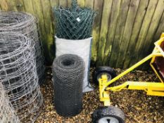 ONE ROLL OF COATED CHAIN LINK FENCING AND ROLL OF CHICKEN WIRE