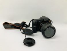 SONY A200 DIGITAL SLR CAMERA BODY FITTED WITH SONY 18-70 MM LENS S/N 2306668 - SOLD AS SEEN.