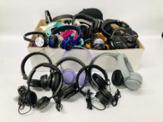 45 PAIRS OF ASSORTED HEADPHONES SOME A/F CONDITION - NO GUARANTEE OF CONNECTIVITY. SOLD AS SEEN.