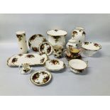 16 PIECES OF ROYAL ALBERT OLD COUNTRY ROSES BONE CHINA TO INCLUDE CHRISTMAS MAGIC BOWL, VASE,