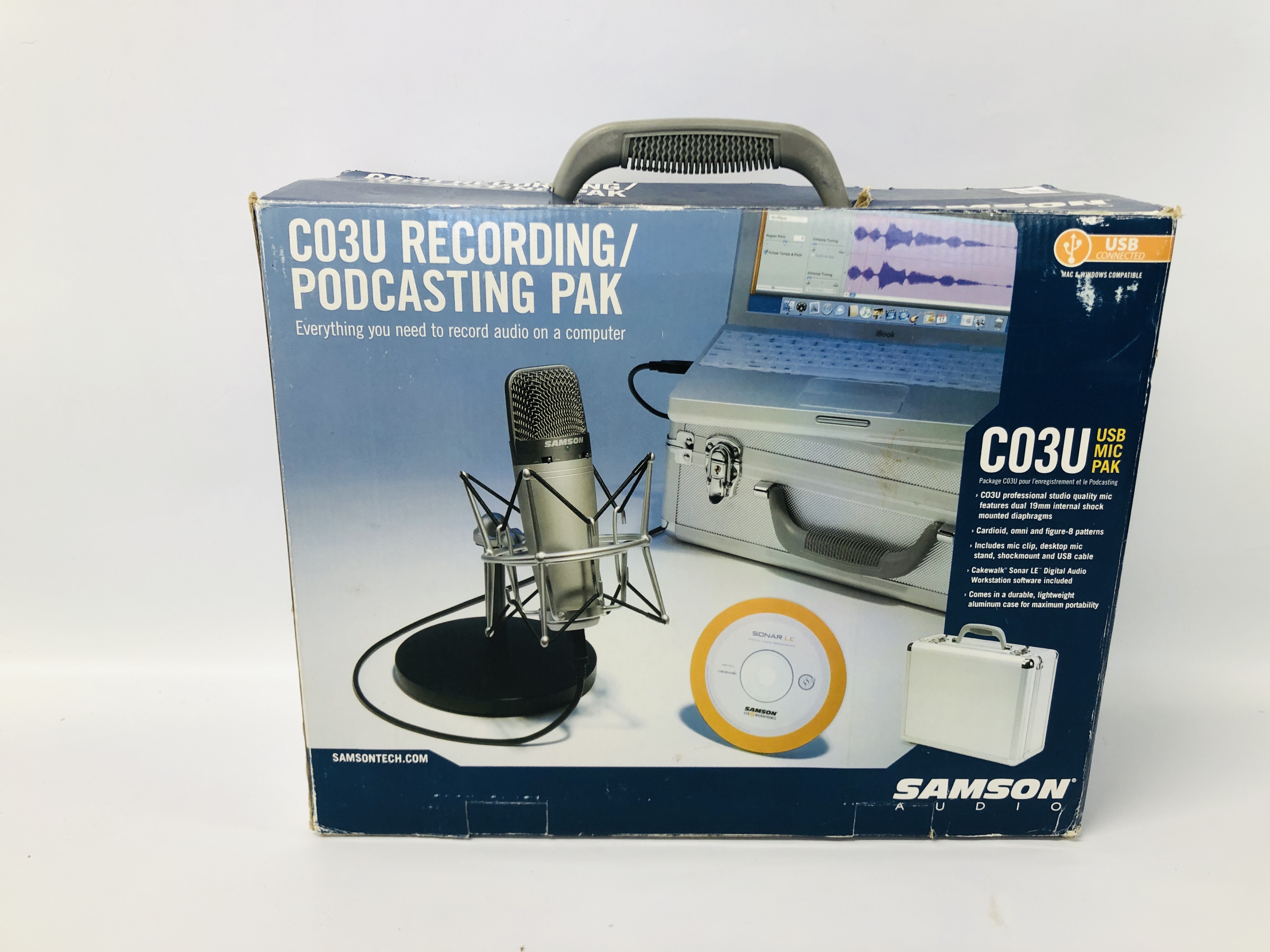 SAMSON AUDIO C03U RECORDING / PODCASTING PAK IN ORIGINAL BOX - SOLD AS SEEN.