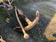 AN ANTIQUE HEAVY CAST IRON BOAT ANCHOR - DREDGED FROM NORFOLK RIVER BED,