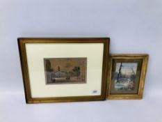 2 FRAMED AND MOUNTED WATERCOLOURS ONE BEARING SIGNATURE DATED 1910,