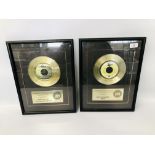 TWO COMMEMORATIVE BEATLES LIMITED EDITION FRAMED RECORDS TO COMMEMORATE THE SALE OF MORE THAN 1,000,